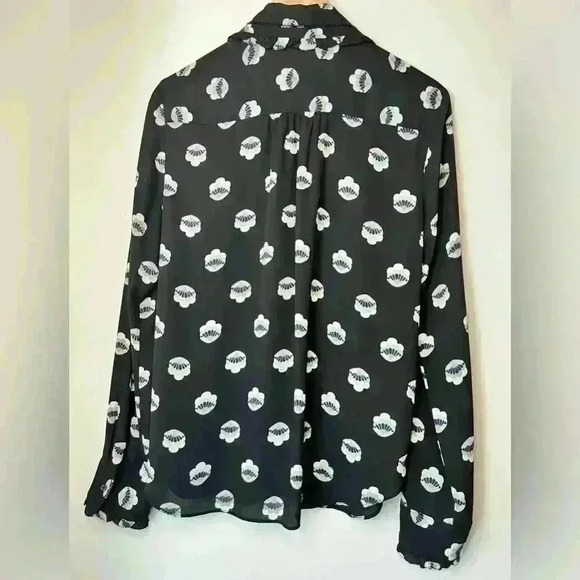 Sunday Best Aritzia Womens Black Floral Ruffle Workwear Office Blouse Medium - Picture 8 of 9